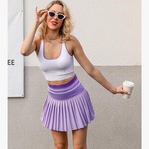 Purple Pleated Women's Skirt and Top